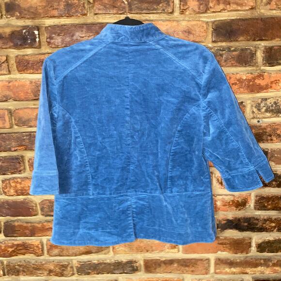 Blair Blue Corduroy 3/4 Sleeve Toggle Front Jacket Women's Size 12 - Picture 4 of 4